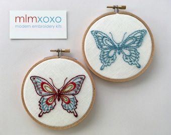 Patrón de bordado a mano de mariposa, bricolaje para principiantes (descarga en PDF)