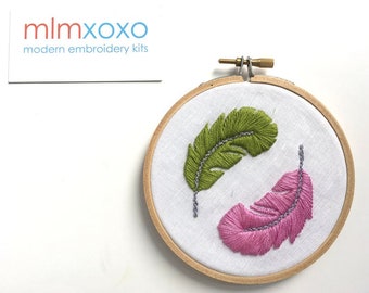 Feathers embroidery PDF pattern by mlmxoxo. modern embroidery.  diy tutorial.  hand-embroidery pattern.  nursery decor.  digital PDF.