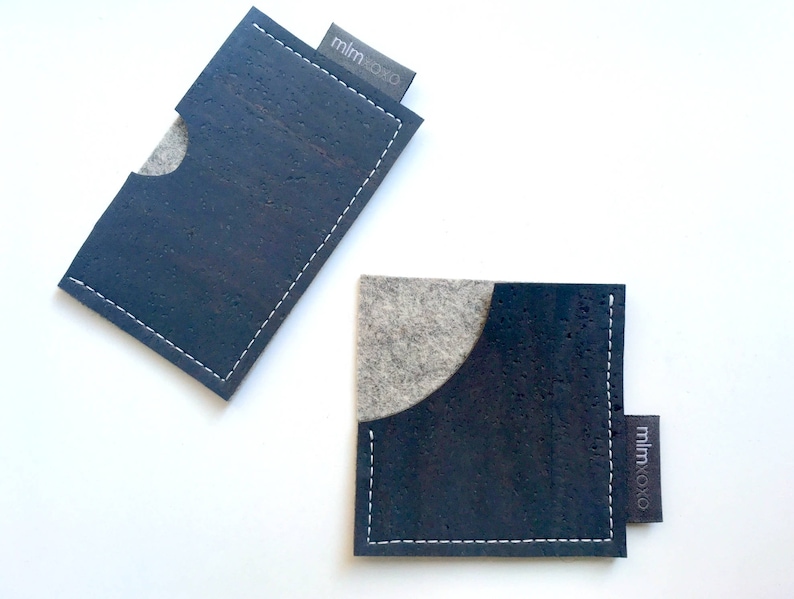 Card Case. Cork and Felt. Business Card Holder. Slim Wallet. Etsy