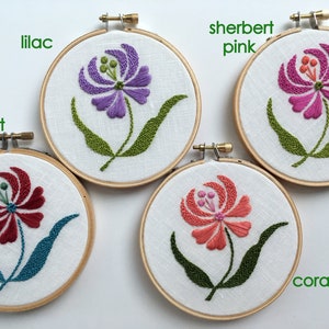 Dancing Flowers by mlmxoxo. hand embroidered. floral. botanical. nature lover's gift. flower embroidery. 4 embroidered hoop art. image 10