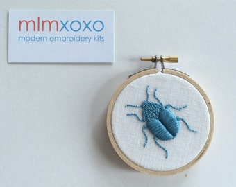 Beetle embroidery PDF.  learn to embroider.  embroidery tutorial.  pattern.  guide. digital PDF. modern embroidery by mlmxoxo.