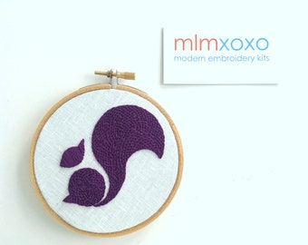 Squirrel embroidery PDF pattern by mlmxoxo.  modern embroidery.  learn to embroider.  beginner embroidery.  diy tutorial.   digital PDF