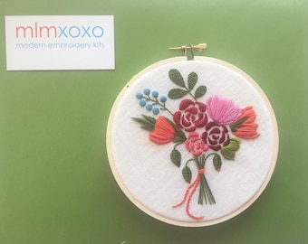 Bouquet Embroidery PDF Pattern, Modern Floral Design (Digital PDF)