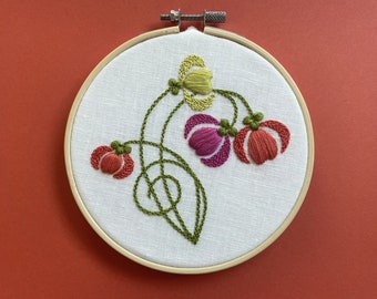 Art Nouveau Floral Design PDF.  Trio of hand-embroidery designs.  PDF includes designs, instructions and guide.  diy learn to embroider.