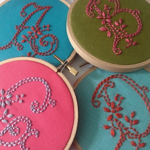 Monogram Embroidery Pattern, Modern Hand Stitch (Digital PDF)