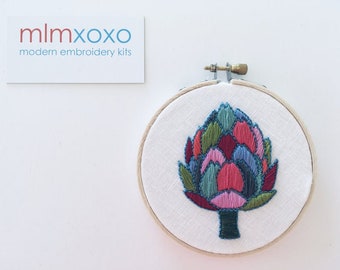 Artichoke embroidery PDF pattern by mlmxoxo.  modern embroidery. learn to embroider.  embroidery tutorial.  kitchen decor.  diy. digital PDF