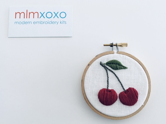 Cherries Embroidery PDF by Mlmxoxo. Modern Embroidery. How to