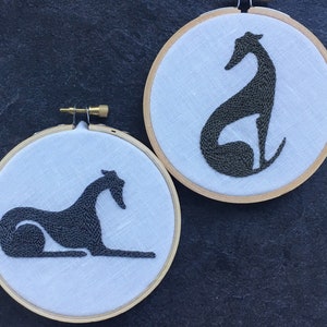Greyhound embroidery design PDF.  modern embroidery.  beginner embroidery.  dogs. embroidery pattern.  tutorial. instant download.  mlmxoxo.