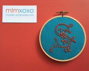 Hand Embroidered Monogram.  Hand Embroidered Letter.  4" hoop.  hand embroidery.  alphabet.  hoop art.  modern embroidery by mlmxoxo.