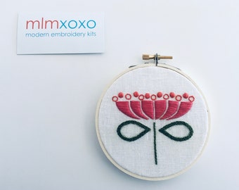 Hand Embroidered Flower.  4" hoop.  hand embroidery.  floral.  botanical.  spring.  summer.  hoop art.  modern embroidery by mlmxoxo.