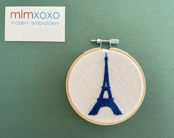 Eiffel Tower embroidery PDF pattern by mlmxoxo.  modern embroidery.  French decor.  learn to embroider.  beginner embroidery.  digital PDF