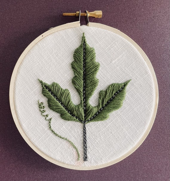 Buy Hand Embroidered Leaf. 4 Hoop. Fall. Autumn. Hand Embroidery