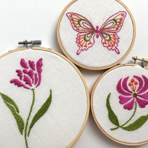 Dancing Flowers by mlmxoxo. hand embroidered. floral. botanical. nature lover's gift. flower embroidery. 4 embroidered hoop art. image 8