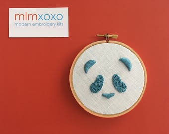 Panda embroidery PDF pattern by mlmxoxo. modern embroidery. learn to embroider. nursery decor. beginner embroidery. diy tutorial digital PDF