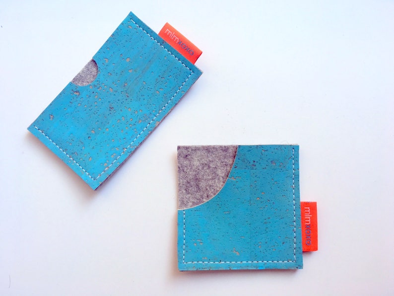 Card Case. Cork and Felt. Business Card Holder. Slim Wallet. Etsy