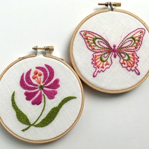 Dancing Flowers by mlmxoxo. hand embroidered. floral. botanical. nature lover's gift. flower embroidery. 4 embroidered hoop art. image 3