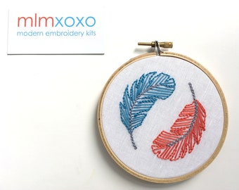 Feathers embroidery PDF pattern by mlmxoxo. modern embroidery.  diy tutorial.  hand-embroidery pattern.  nursery decor.  digital PDF.