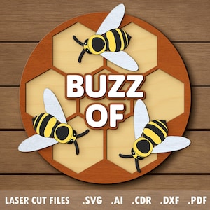 Honing-svg, lasergesneden bestanden, glowforge-project, bij, bijenkorf, honingraten, welkomstbord, deurhanger