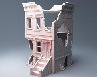Ruined Urban Three Floor House - 3D Printed Wargaming Terrain, Corvus Games Terrain, MCP, Infinity
