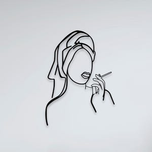 Woman Bathroom Metal Wall Art | Feminine One Line Drawing | Minimalist Famele Art | Bathroom Wall Decor | Bedroom Design Gift | Gift For Her