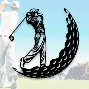 Golf Metal Wall Art | Minimalist Golfer Silhouette Wall Decor | Mancave Decor | Sports Home Decor | Gift for Golf Player | Father’s Day Gift