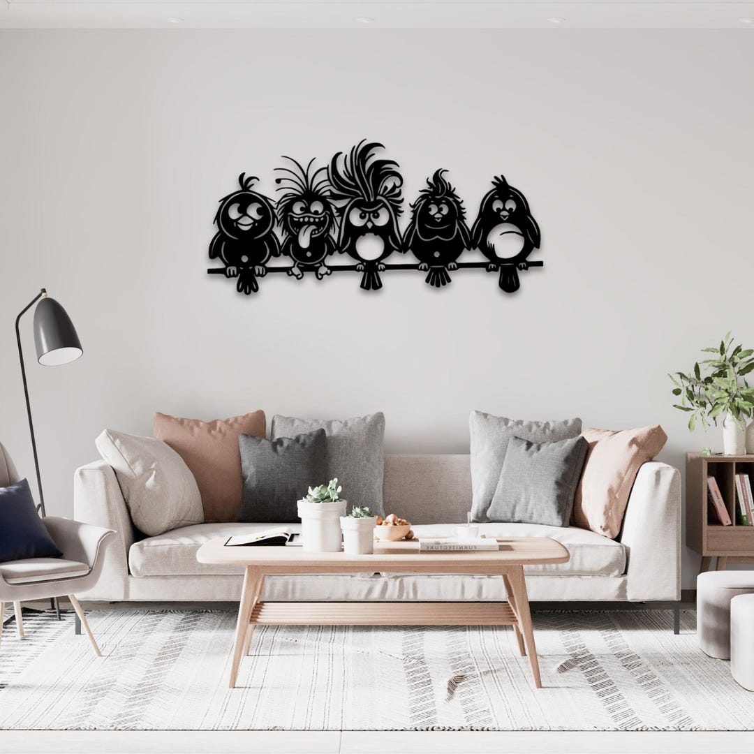 Cartoon Birds Metal Wall Art | Laser Cut Kids Room Decor - Etsy