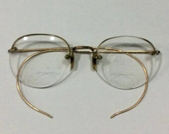 Antique Vintage S/C USA gold fill eye glass wire rim ornate frames specs