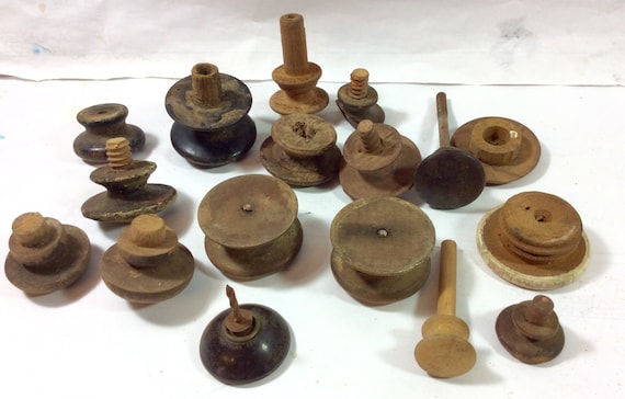 16 19th Century Wood Drawer Knobs With Posts Antique Etsy