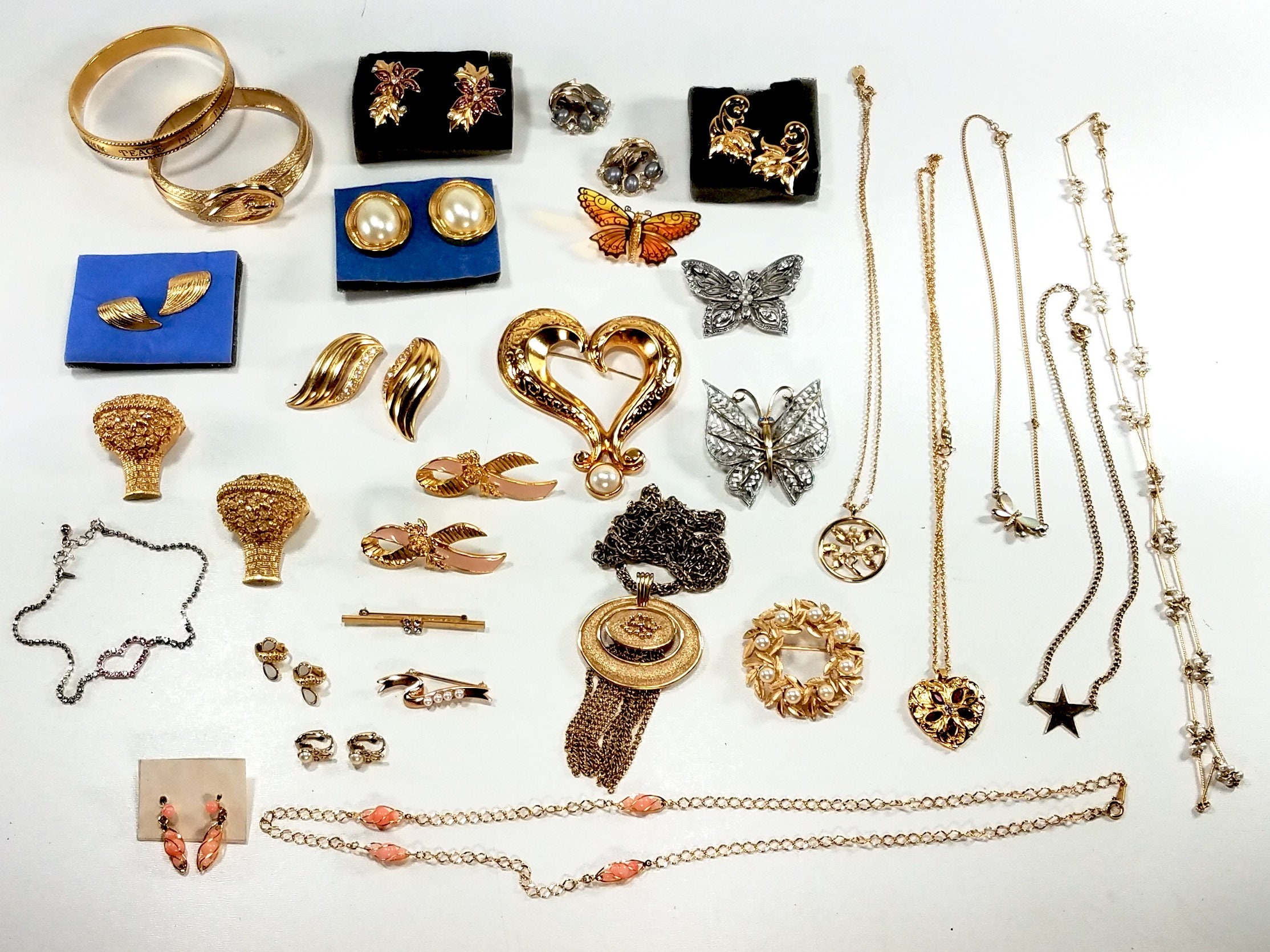 Vintage Avon Jewelry Lot Peace Bracelet Perfume Basket Brooch