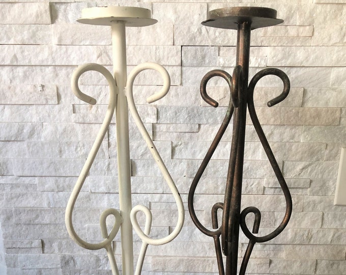 Vintage Wrought Iron Floor Candle Holder Etsy
