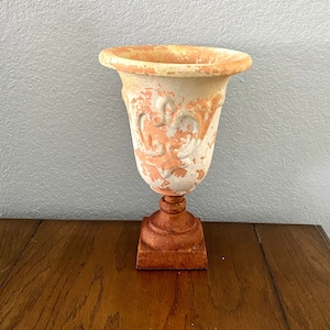 Vintage French Medici Vase: Terracotta Planter with Fleur Di Lis