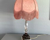 Vintage Victorian Silk Damask Fringed Lamp Shade