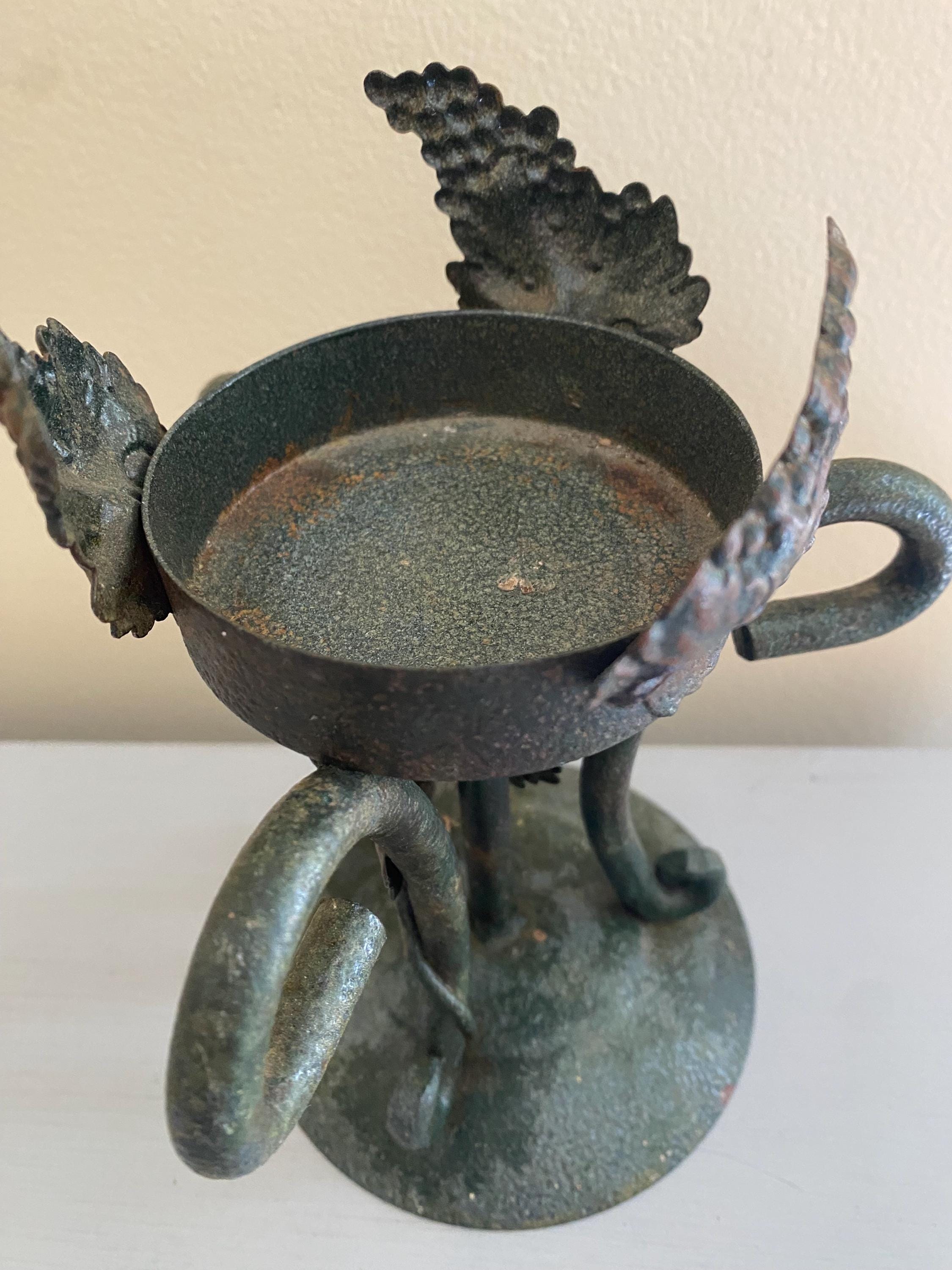 ヴィンテージ イタリア製 錬鉄製 キャンドルホルダー：ブドウの葉の