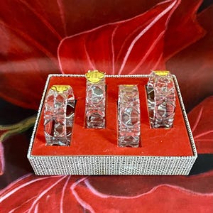 Vintage Set Kristall Serviettenringe: Hergestellt in Deutschland