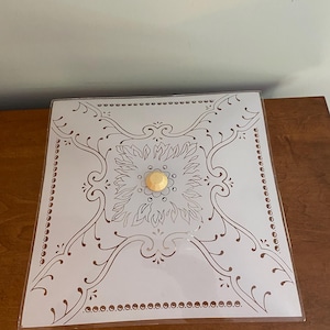 Vintage matglazen plafondlamp uit het midden van de eeuw - half inbouw