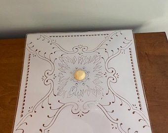 Vintage Mid Century Frosted Glass Ceiling Light - Semi Flush Mount