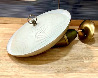 Vintage MCM Atomic Age UFO Flying Saucer Adjustable Ceiling Light Fixture