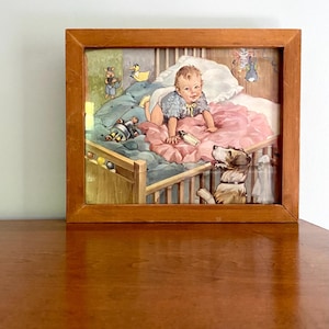 Vintage Framed Silk Print: Kitty&#39;s Breakfast by Bessie Pease Gutmann