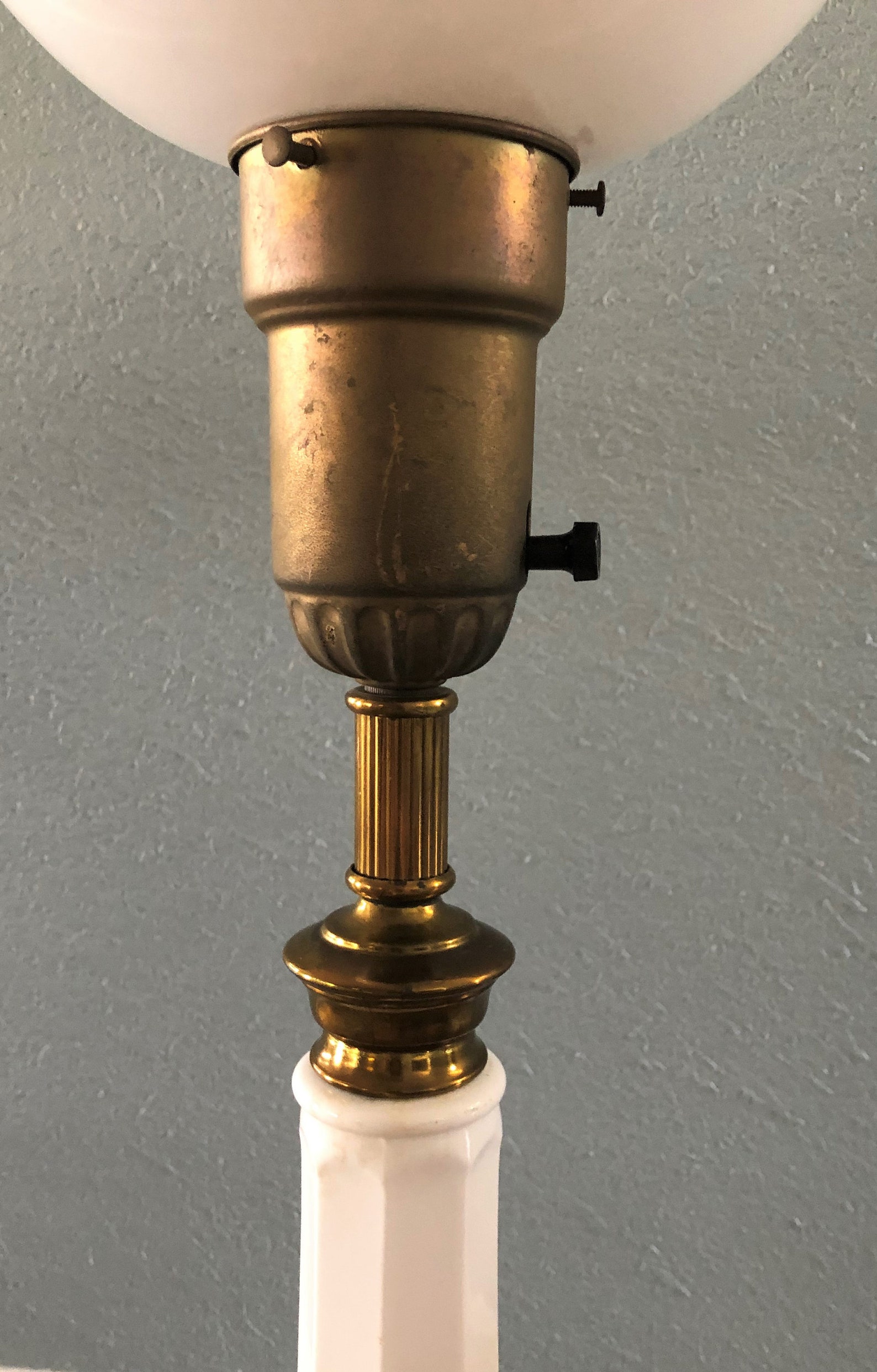 Vintage Torchiere Ceramic Table Lamp with Milk Glass Shade Etsy