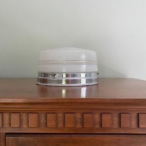 Vintage Art Deco Schoolhouse Light Fixture: Frosted Glass Ceiling Mount