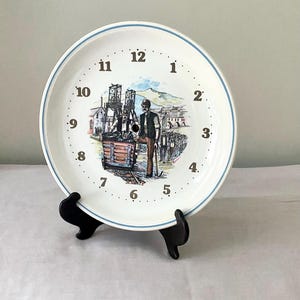 Vintage Commerative Heavy Industry Heritage Clock Ceramic Plate: Marked Stoke on Trent Staffordshire