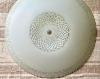 Cubierta de globo de lámpara de techo de vidrio esmerilado estilo mediados de siglo: redonda con patrón floral geométrico.