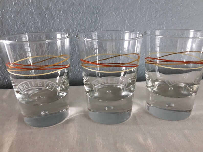 Three Vintage Bailey's Bubble Bottom Highball Glasses Gold Etsy