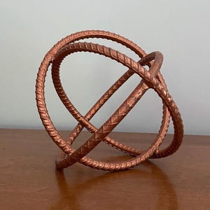 Vintage Copper Metal Garden Sphere Sculpture: Rustic Lawn Decor