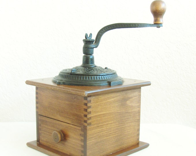 Vintage Coffee Mill by Woodcroftery Etsy