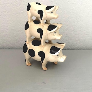 Butoir de porte en fonte Trois petits cochons vintage