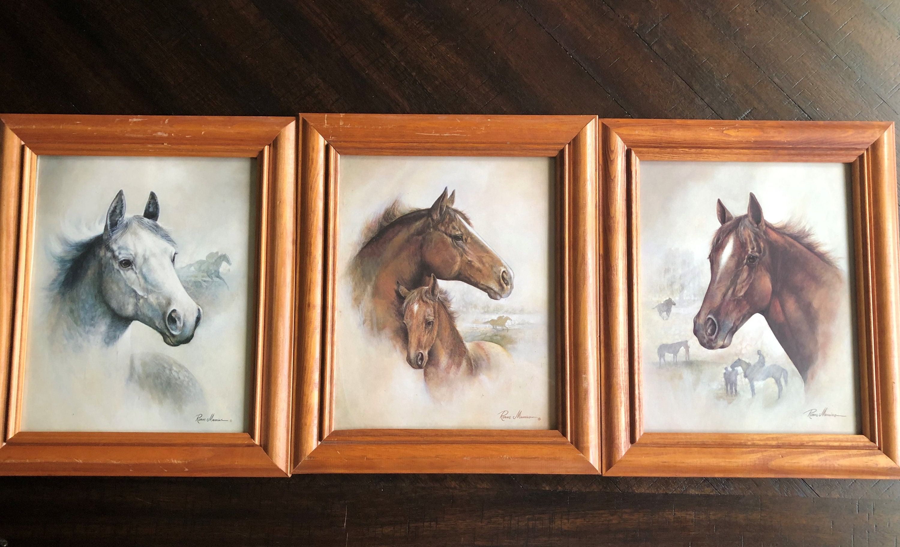 3 Horse Prints Vintage Ruane Manning Horse Prints Framed Etsy
