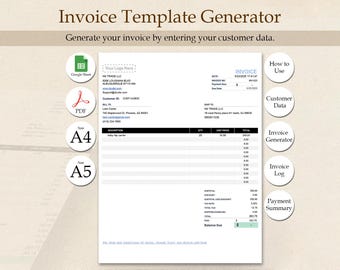 Invoice and Payment Tracker | Auto PDF Generator, Order Log, Client History, Small Business Dashboard