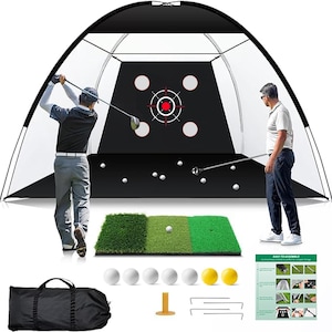 SwingRex 10x7FT Golf Practice Net with Mat Target Backyard Driving & Chipping Aid