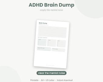 ADHDの思考整理シート（印刷可能）｜思考の整理と圧倒される思考の整理｜神経発達障害ジャーナルページ｜PDF即時ダウンロード